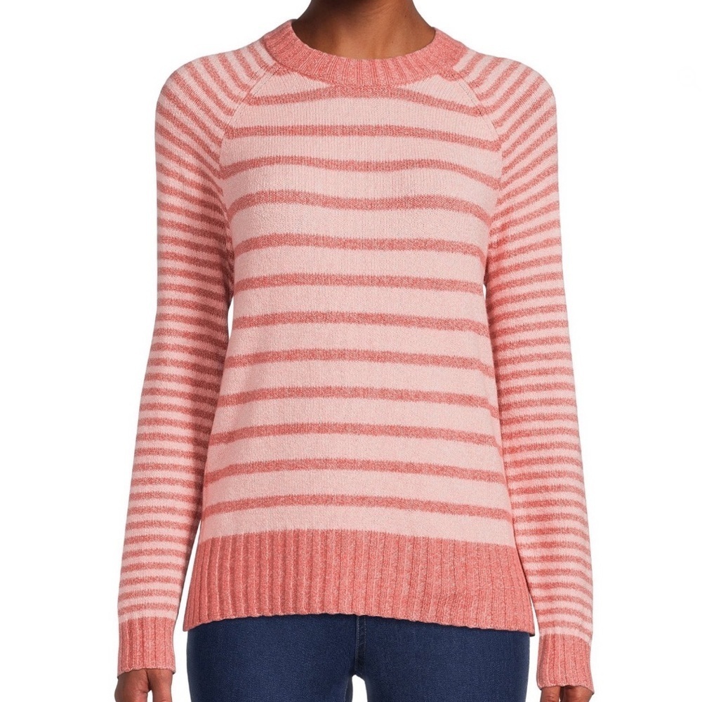 Time and Tru Women's Super Soft Pink Striped Pullover Sweater XL 16-18